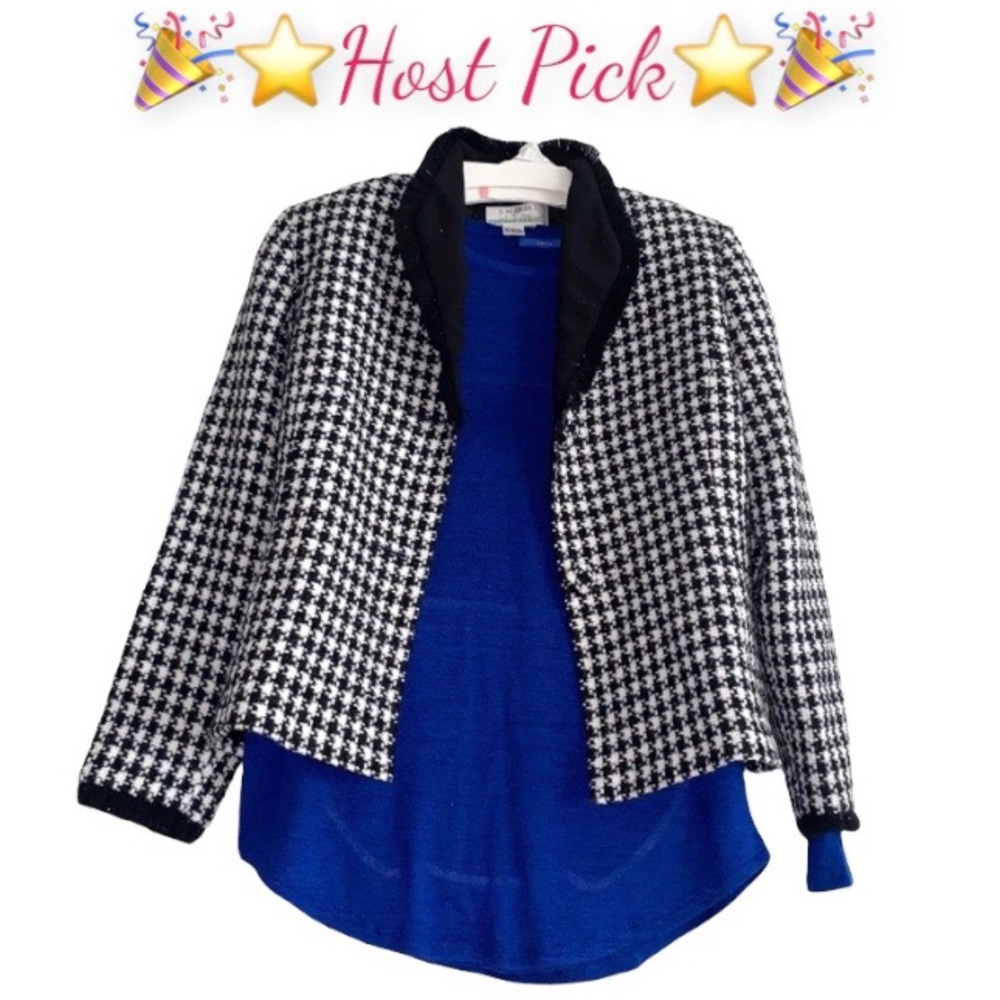 🍀Gorgeous Tweed Blazer, frayed houndstooth